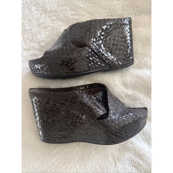 Pons Quintana Womens Sandals Wedges Spain Brown Leather Size 37 7m - Picture 3 of 7